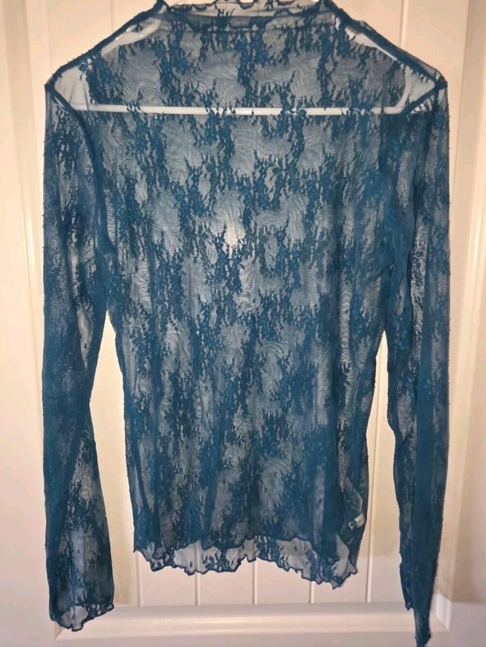 Zenana Teal Lace Sheer Top NWOT S